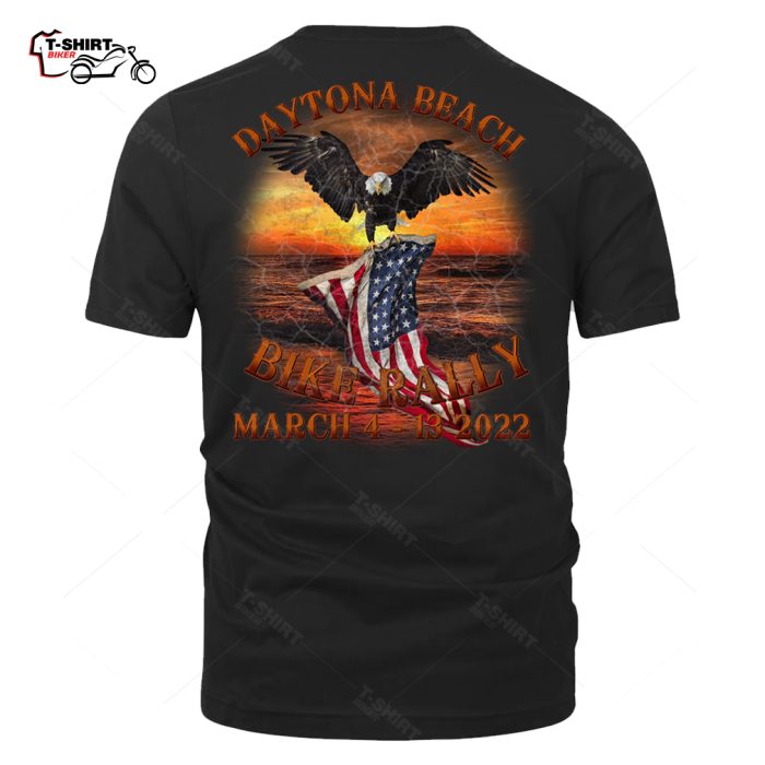 2022 Daytona Bike Week Eagle Flag Vintage Back Print T Shirt