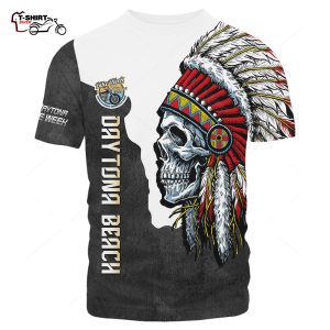 2022 Daytona Bike Week Native Skull All Over Print T Shirt 1