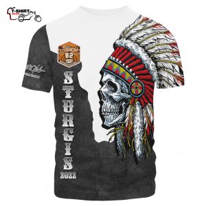 2022 Sturgis Motorcycle Rally Buffalo Indian Skull All Over Printed T Shirt 1 96692440 1