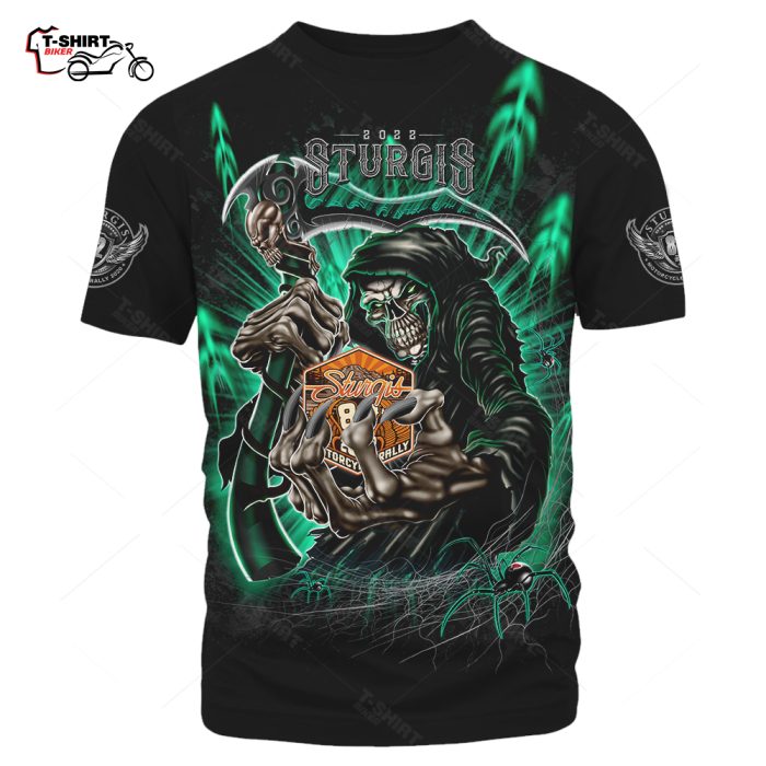 2022 Sturgis Motorcycle Rally Grim Reaper Badass Blue All Over Print T Shirt 1 52524946 1