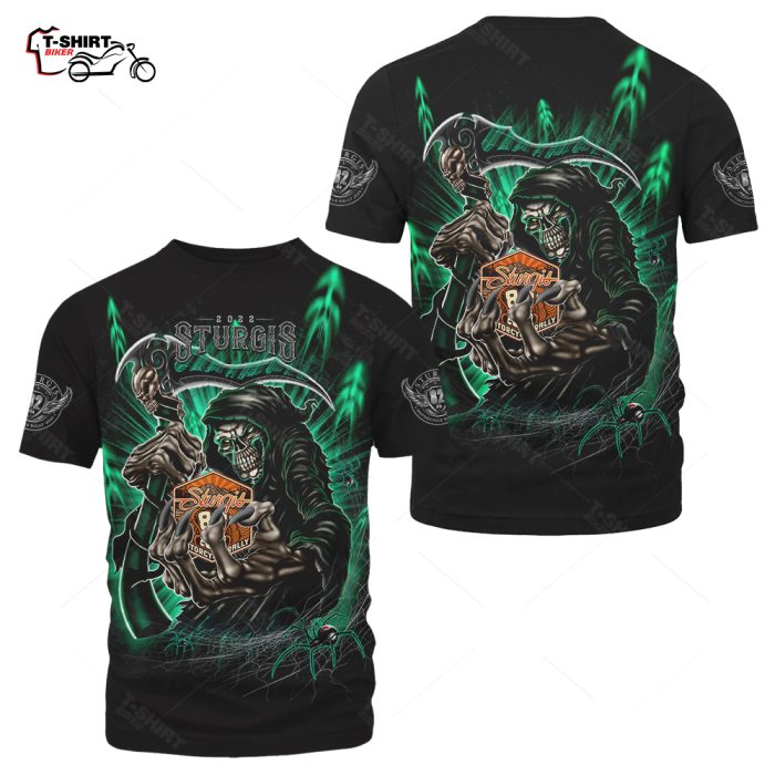 2022 Sturgis Motorcycle Rally Grim Reaper Badass Blue All Over Print T Shirt 2 64332737 1