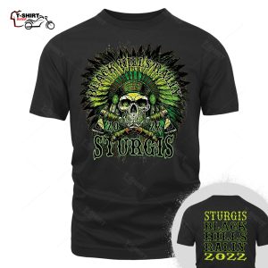 2022 Sturgis Motorcycle Rally Headdress Skull Biker T Shirt 11268217 1