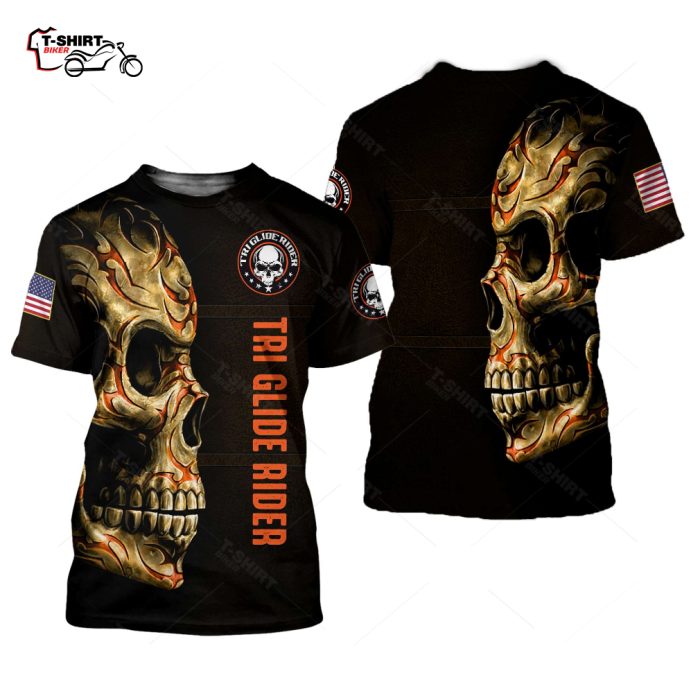 Tri Glide Rider Skull Motorcyle 3D All Over Printed T Shirt 1 43653562 1