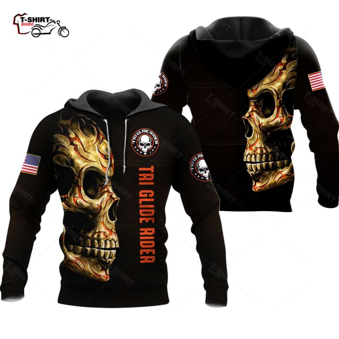 Tri Glide Rider Skull Motorcyle 3D All Over Printed T Shirt 3 23321988 1
