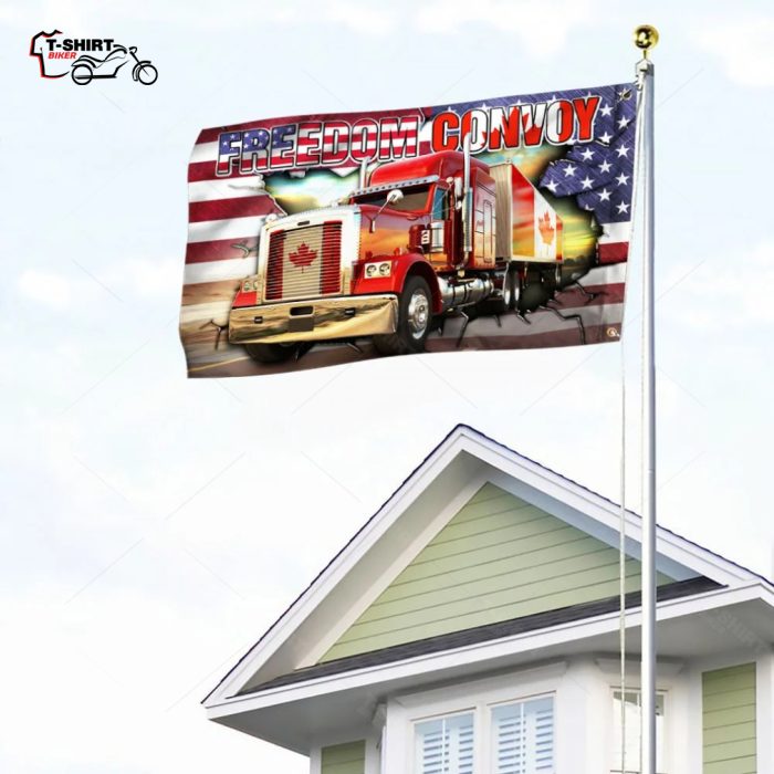 American Flag Canada Flag Freedom Convoy 2022 Trucker Driver Grommet Flag 4 98178986 1