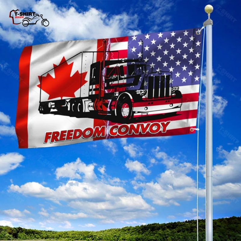 American Flag Canada Flag Freedom Convoy 2022 Truckers Driver Grommet