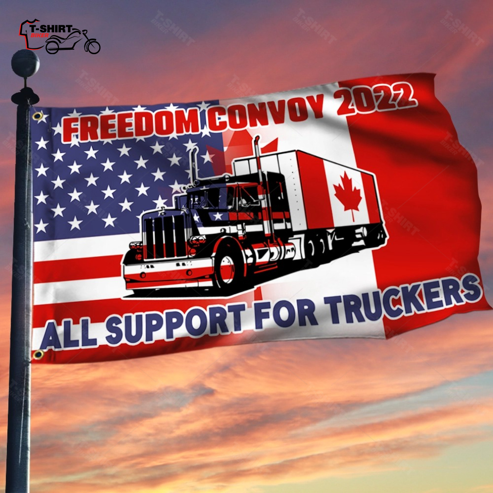 Freedom Convoy 2022 All Support For Truckers Canadian And American Flag Grommet Flag 1 46790243 1
