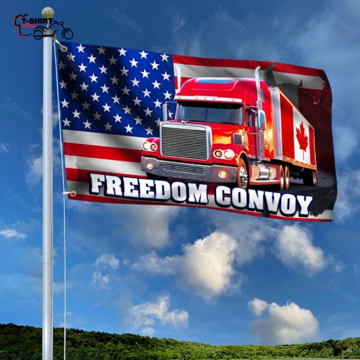 Freedom Convoy 2022 Canadian and American Flag Trucker Driver Grommet Flag 2 32520674 1