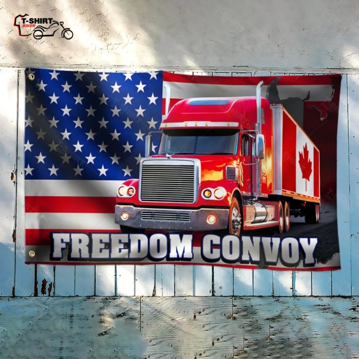 Freedom Convoy 2022 Canadian and American Flag Trucker Driver Grommet Flag 4 57497606 1