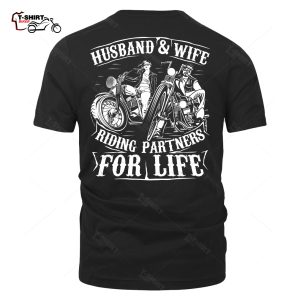 Husband And Wife Riding Partners For Life Back Print T Shirt 26930854 1