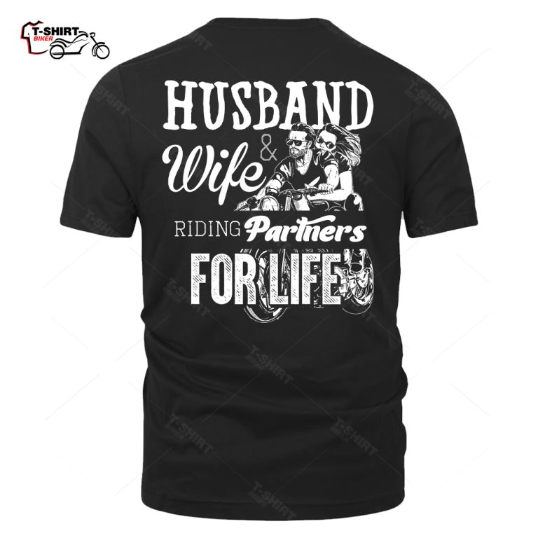 Husband And Wife Riding Partners For Life V2 Back Print TShirt TShirt Biker