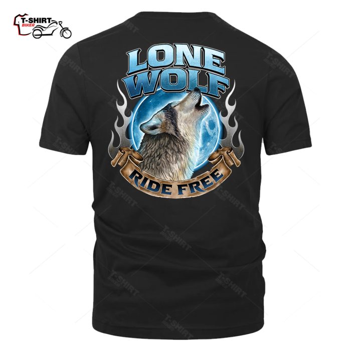 Lone Wolf Ride Free Back Print T Shirt 99481436 1