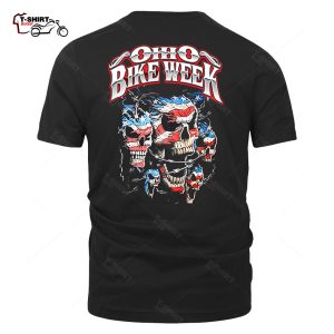 Ohio Bike Week Flag Patriotic Skulls Red White Blue Skull Licensed T Shirt 91605117 1