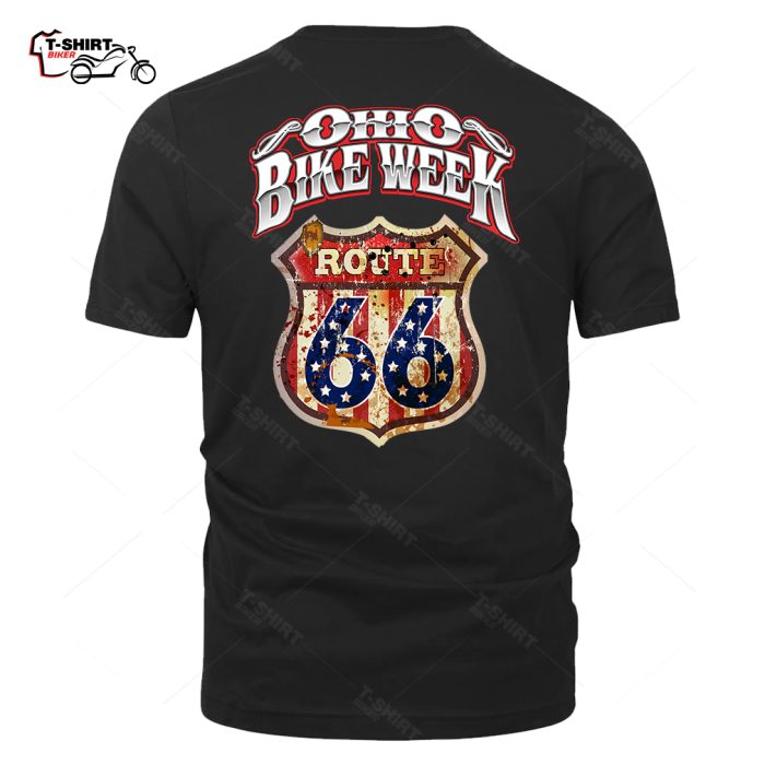 Ohio Bike Week Route 66 Road Signretro Style T Shirt 92749645 1