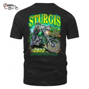 2022 Sturgis Motorcycle Rally Green Skeleton Rider 82nd Anniversary T Shirt 98791546 1