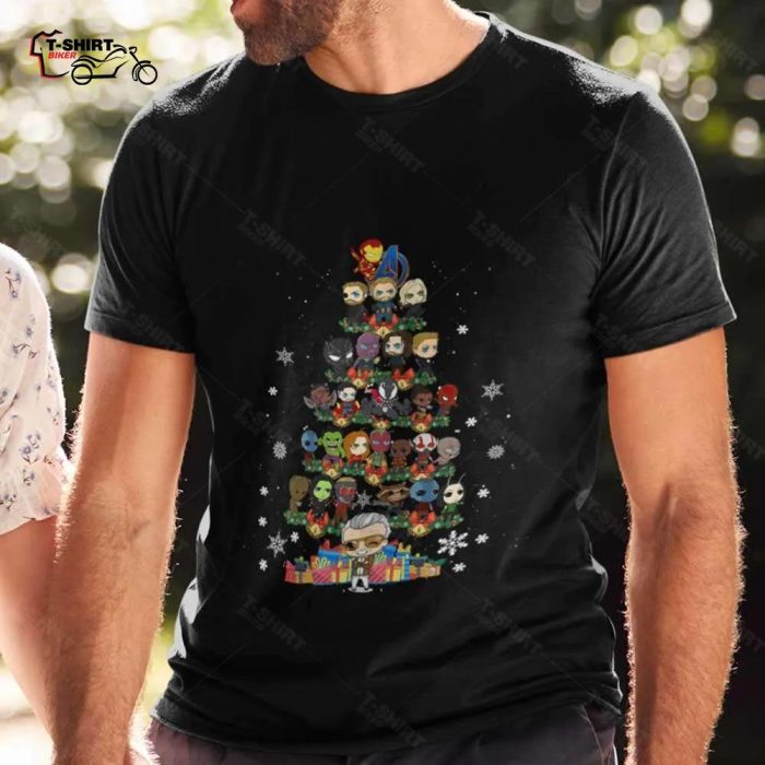 Marvel Character Tree Stan Lee Avengers Christmas T shirt 1