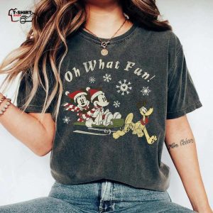 Mickey Minnie And Pluto Oh What Fun Christmas T Shirt Disney 1