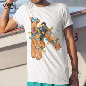 Airedale Terrier Light Hanukkah T shirt 1