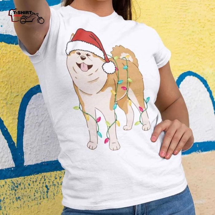 Akita Christmas Light T Shirt 1