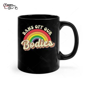 Bans Off Our Bodies Rainbow Retro Vintage Ceramic Mug 1