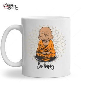 Be Happy Zen Little baby Buddha Mandala Ceramic Mug 1