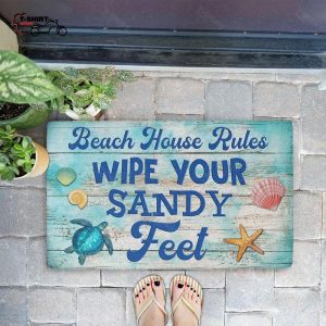 Beach House Rule Wipe Your Sandy Feet Coir Doormat 1