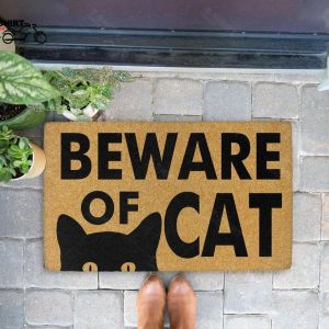 Beware Of Black Cat Coir Doormat 1