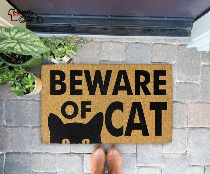 Beware Of Black Cat Coir Doormat 1