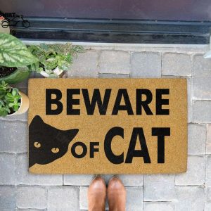Beware Of The Black Cat Coir Doormat 1 1