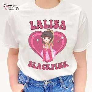 Blackpink Lalisa Chibi Pink Heart T Shirt 1