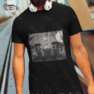 Black Cat And Skeleton In Graveyard Halloween T shirt Silly Symphony 1 1