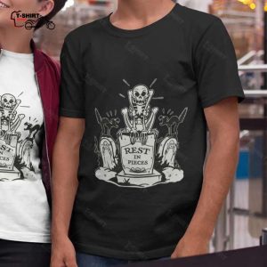 Black Cat And Skeleton R.I.P Halloween T shirt Silly Symphony 1