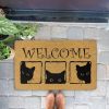 Black Cat Welcome Coir Doormat 1