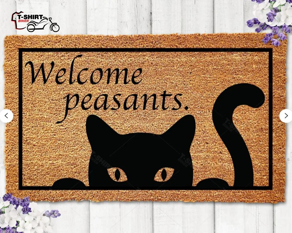 Black Cat Welcome Peasants Animal Coir Doormat Black Cat Welcome Peasants Animal Coir Doormat