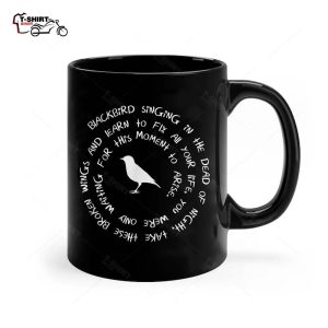 Blackbird Singing in The Dead of Night Bird Lyrics Ceramic Mug 1