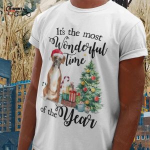 Boxer Dog ItS The Most Wonderful Time Of The Year Christmas T shirt 1