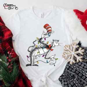 Cat In The Hat Christmas Lights T Shirt 1