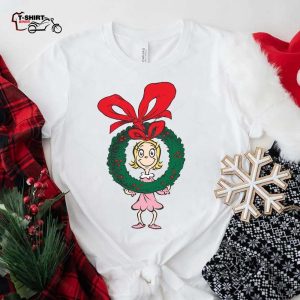 Cindy Lou Who Wreath Christmas T Shirt Dr Seuss 1