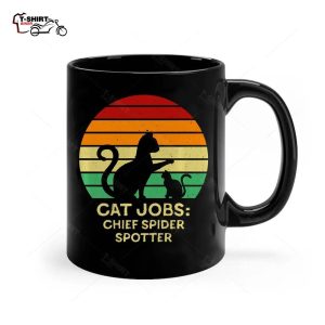 Chief Spider Spotter Funny Cat Lover Humor Kitten Cat Mom Premium Ceramic Mug 1