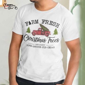 Christmas Trees Red Truck Farm Fresh T shirt 1
