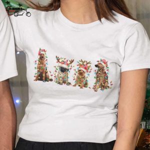 Cute Dog Costume Santa Reindeer Pug Golden Retriever Husky Christmas T shirt 1