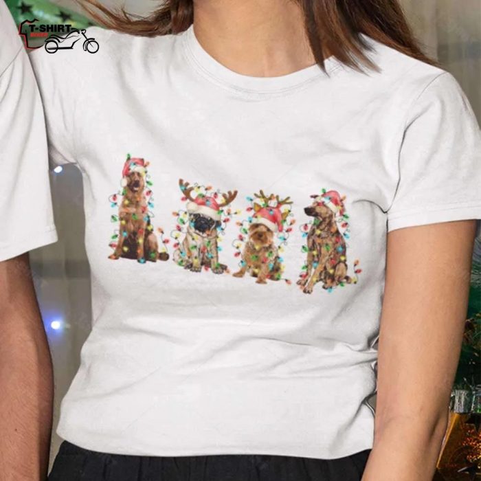 Cute Dog Costume Santa Reindeer Pug Golden Retriever Husky Christmas T shirt 1