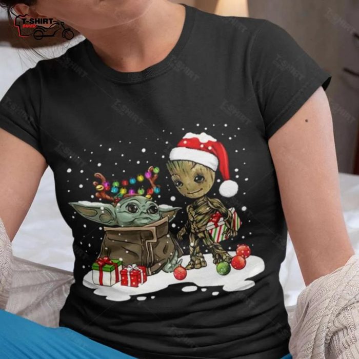 Cute Funny Groot Baby Yoda Christmas Shirt 1