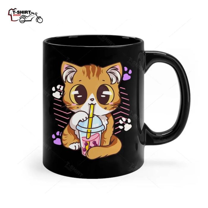 Cute Kawaii Cat Boba Bubble Milk Tea Anime Neko Kitten Ceramic Mug 1