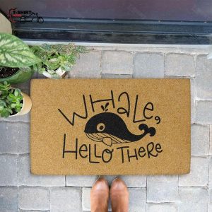 Cute Whale Hello There Coir Doormat 1