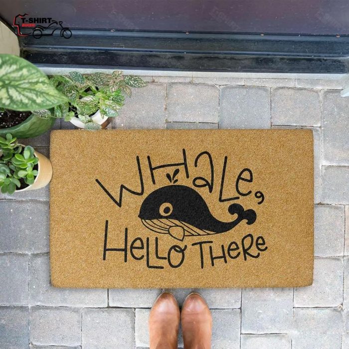 Cute Whale Hello There Coir Doormat 1