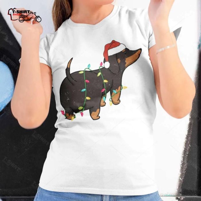 Dachshund Christmas Light T Shirt 1