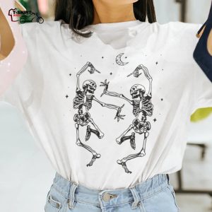 Dance Dancing Skeleton Skellington Shirt Halloween Party In The Moon T shirt 1