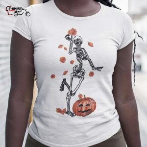 Dancing Skeleton Pumpkin Skull Funny Fall Halloween Dance T shirt 1