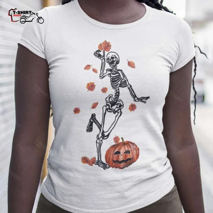 Dancing Skeleton Pumpkin Skull Funny Fall Halloween Dance T shirt 1